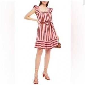 Kate Spade Pink / red striped Ruffled Sundress